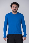 Camiseta Manga Longa Dry Fit Azul Proteção Solar