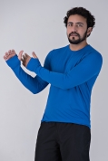 Camiseta Manga Longa Dry Fit Azul Proteção Solar